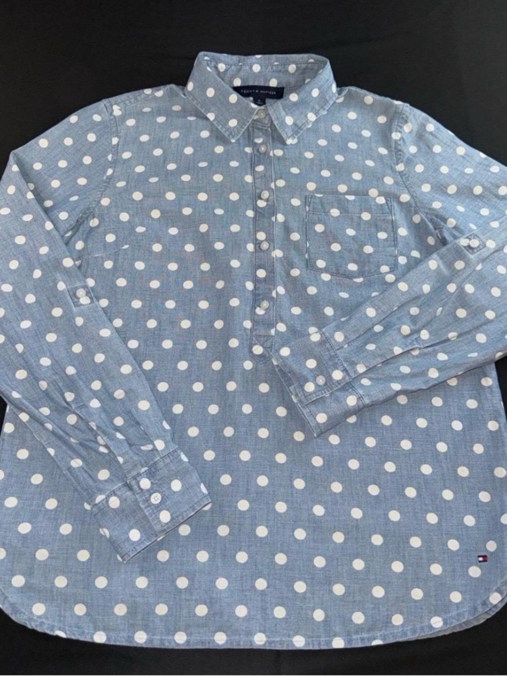 Tommy Hilfiger Women’s Blue Polka Dot Button-Down Shirt
